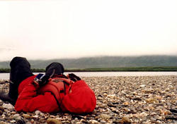 Andrew takes a break from paddling.